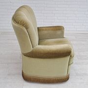 Danish velour armchair, original condition, beech wood, 80s