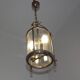 French vintage silver finished brass cylindrical glass 2 light hall lantern 3929