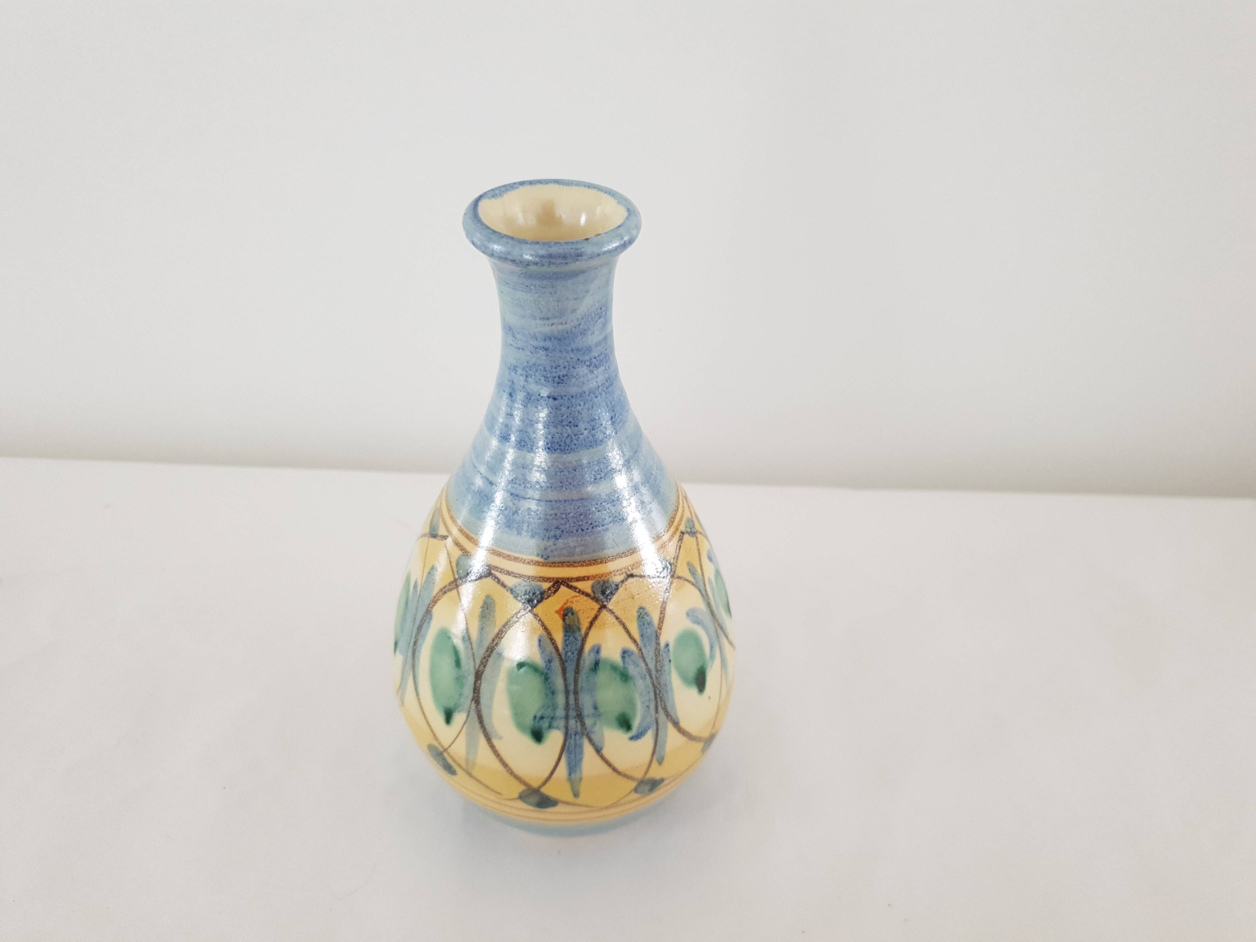 Ceramic soliflore vase Signed Pisutaux (Signature to be identified)