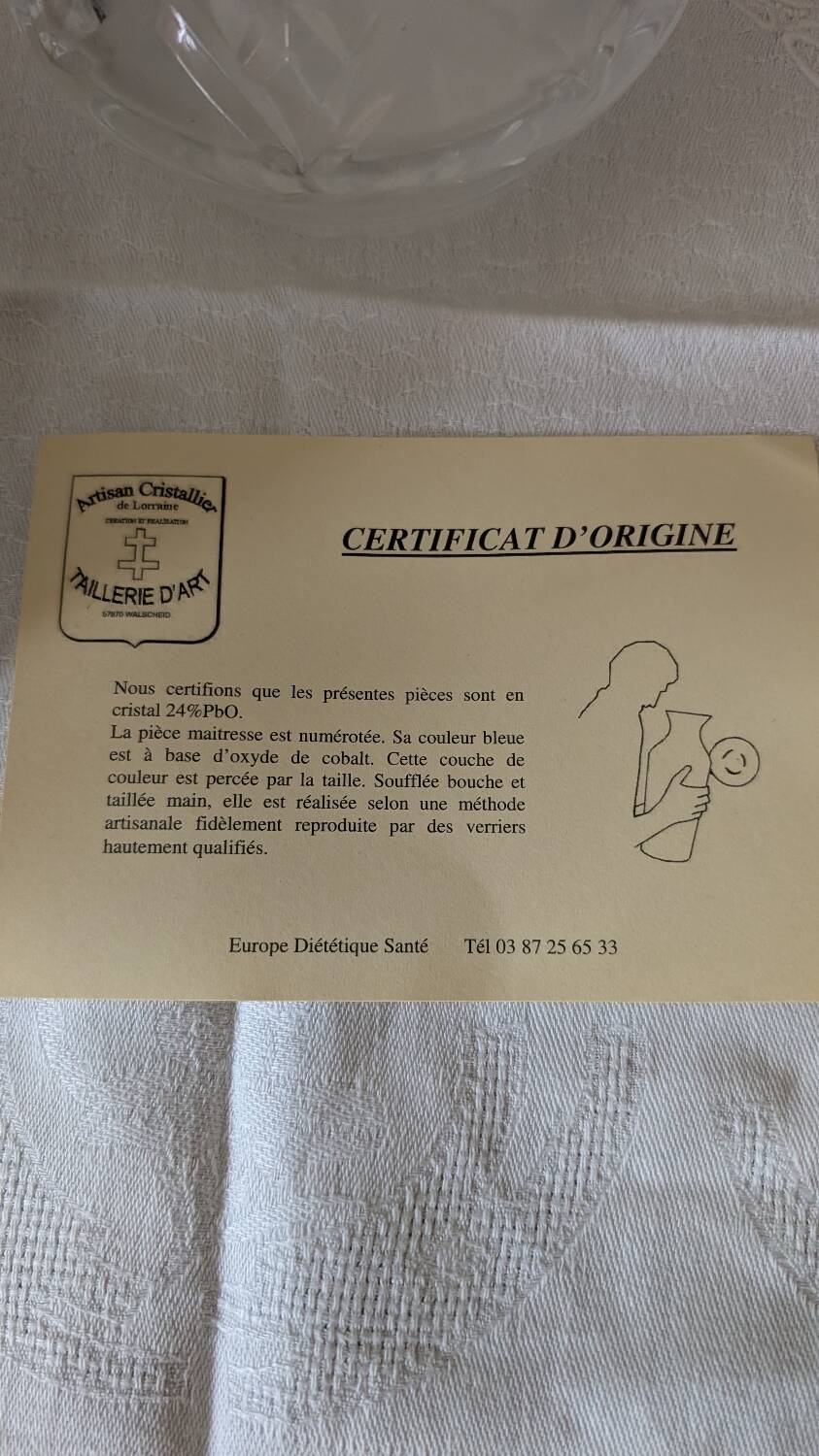 Ensemble de verrerie en cristal de Lorraine