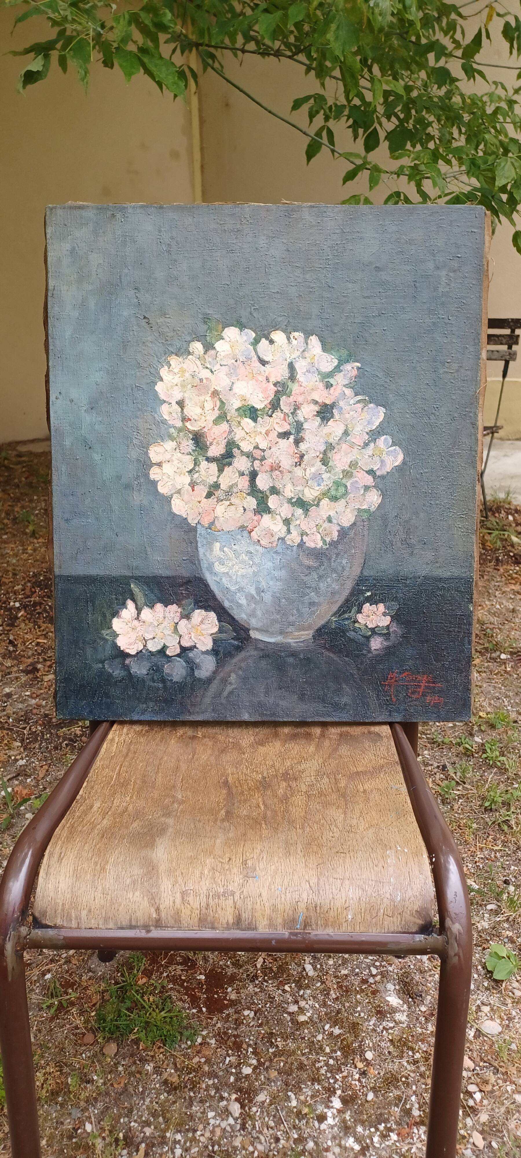 Table of flowers hst signed monge and dated 1929