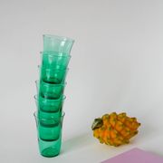 Lot de 6 verres en verre vert 1970