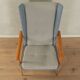 1950s wingback armchair in two-tone look, cherry wood, newly upholstered