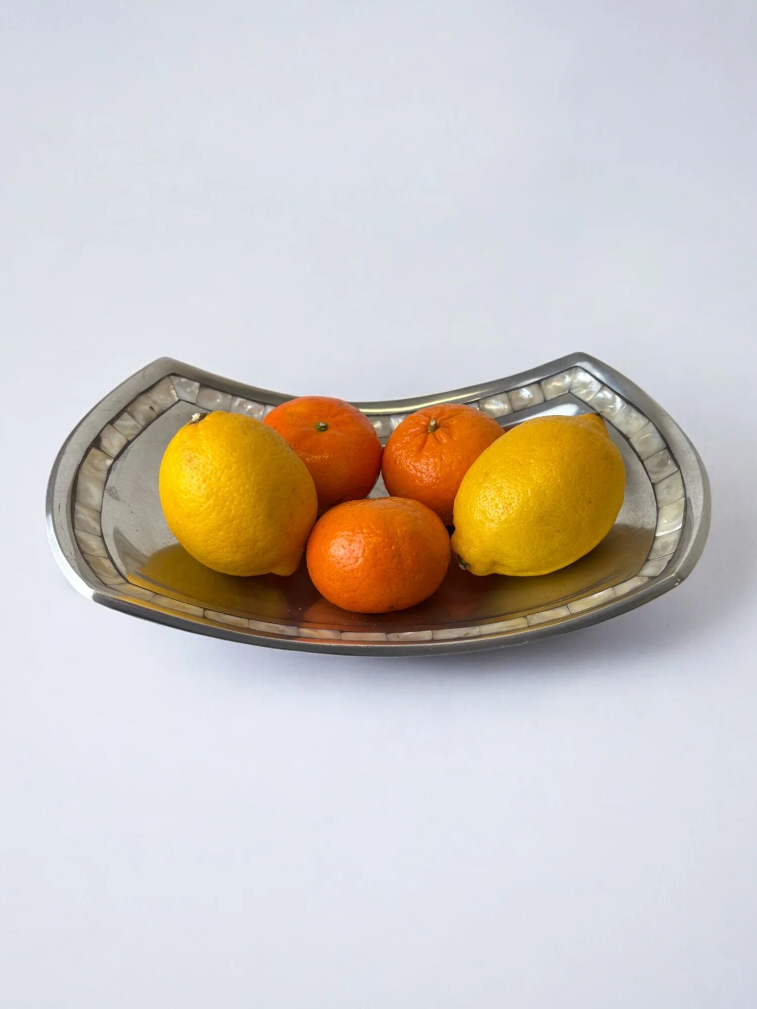 Mother-of-pearl & aluminium centerpiece, Italy, 1980s