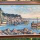 Tableau, Marine bateaux et côte rocheuse en Méditerranée