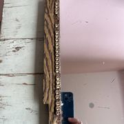Rare striped Art Deco antique wooden mirror