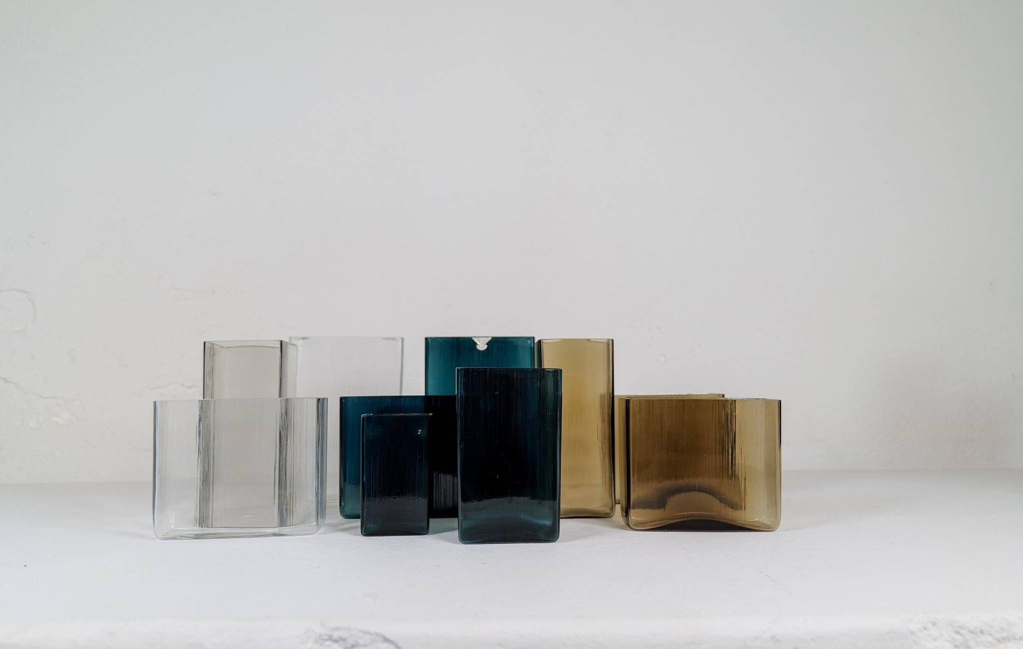 Midcentury Modern collection of ten "Ice" vases by Gullaskruf, Sweden, 1960s.