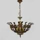 Half-basket chandelier with 5 lights in bronze and Spanish ceramic. 1960s