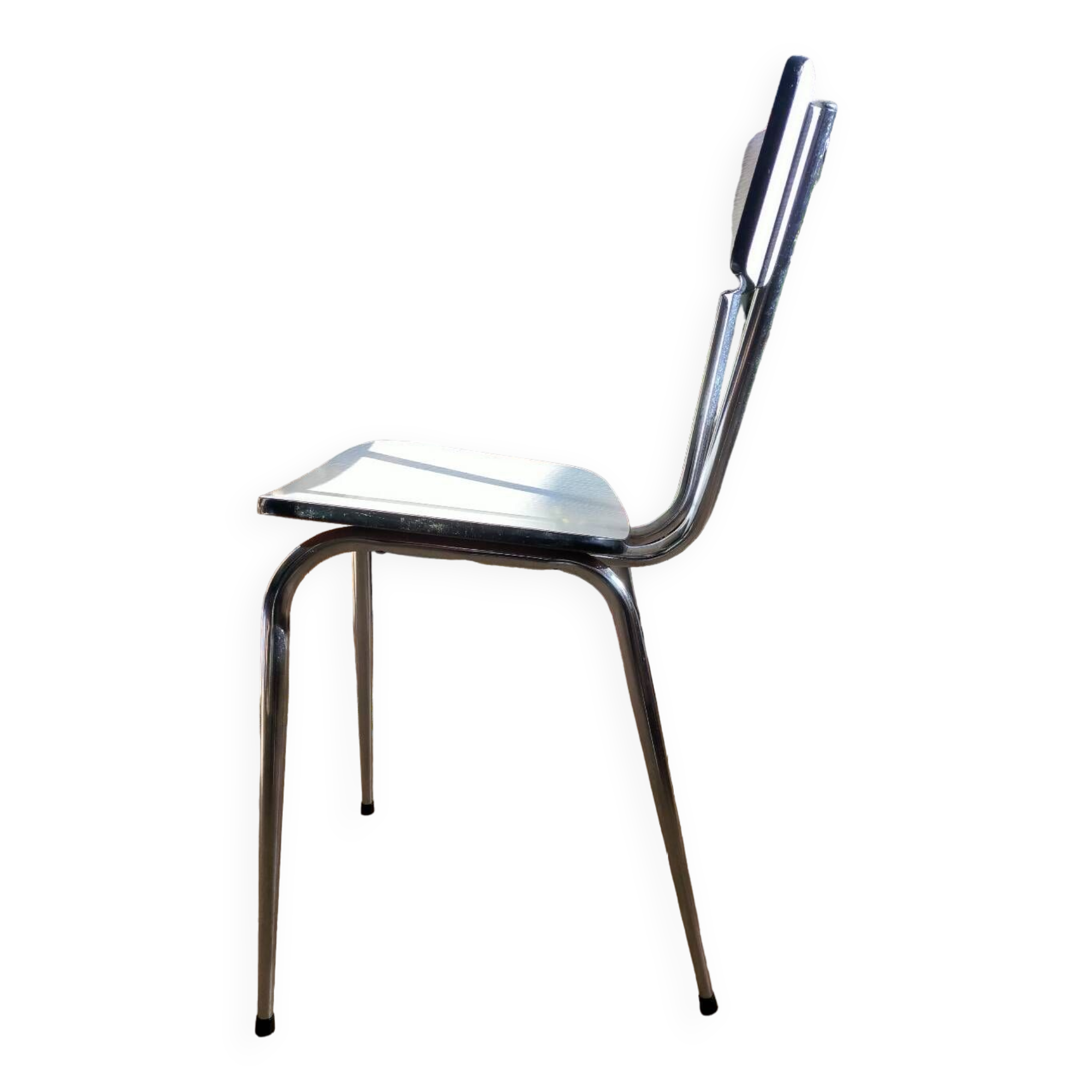 White and blue formica chair