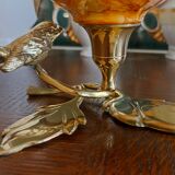 Brass cup in the shape of a bird and flowers