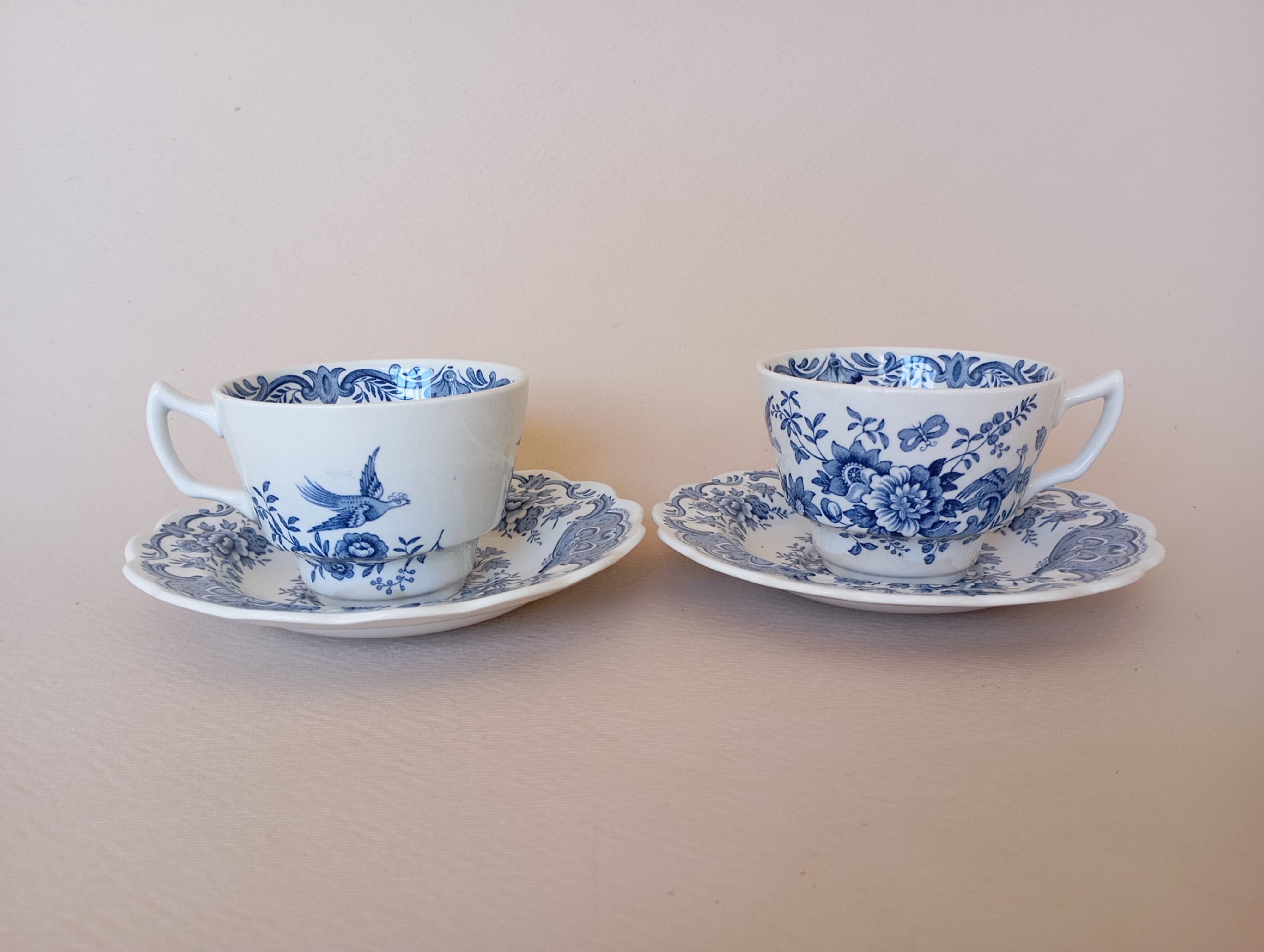 4 Ridgway (Staffordshire) blue "Windsor" English cups