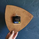Vintage formica clock silent asymmetrical wall pendulum "Anthracite gold round"