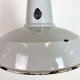 Industrial Grey Enamel Factory Pendant Lamp, 1960s