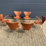 10x Fritz Hansen series 7 Vlinderstoelen in Cognac leather NIEUW!!