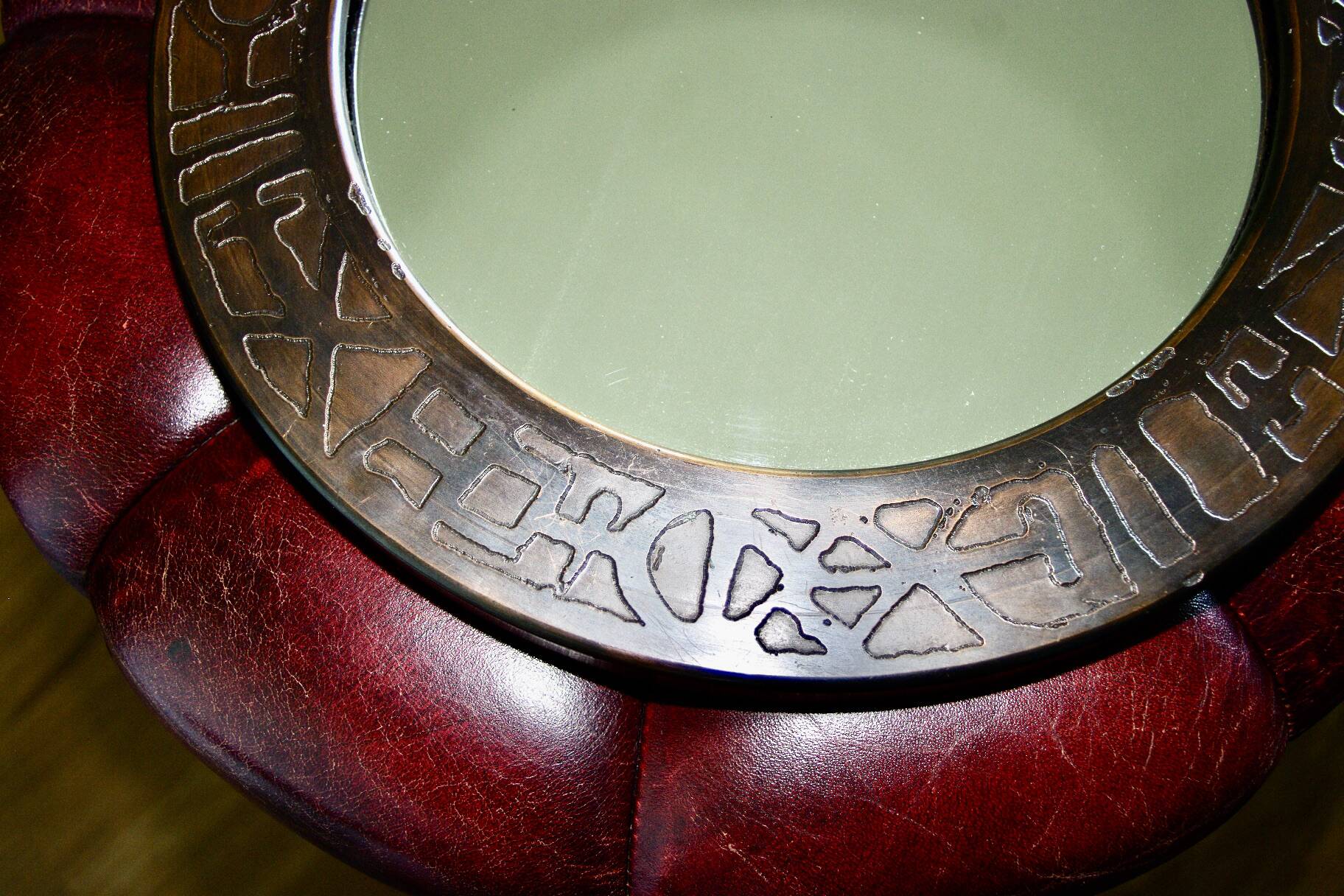 Vintage round copper mirror by marco fugeri 1960