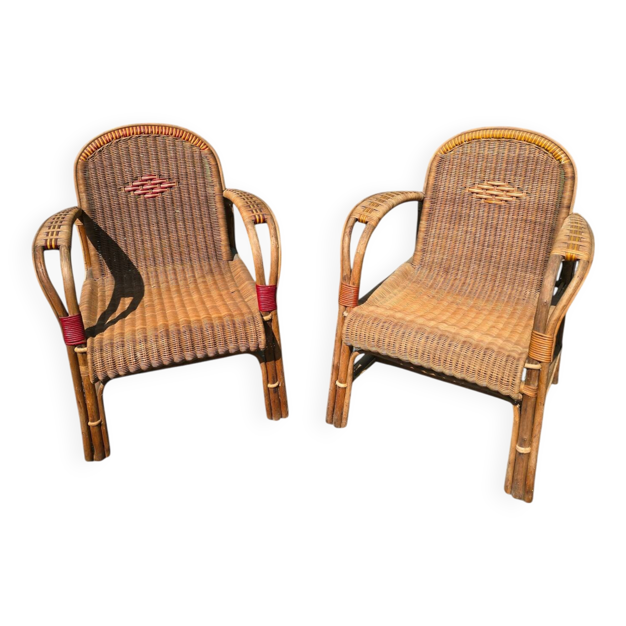 Pair of vintage rattan armchairs