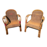 Pair of vintage rattan armchairs