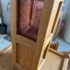 1960s wooden stained glass pendant light