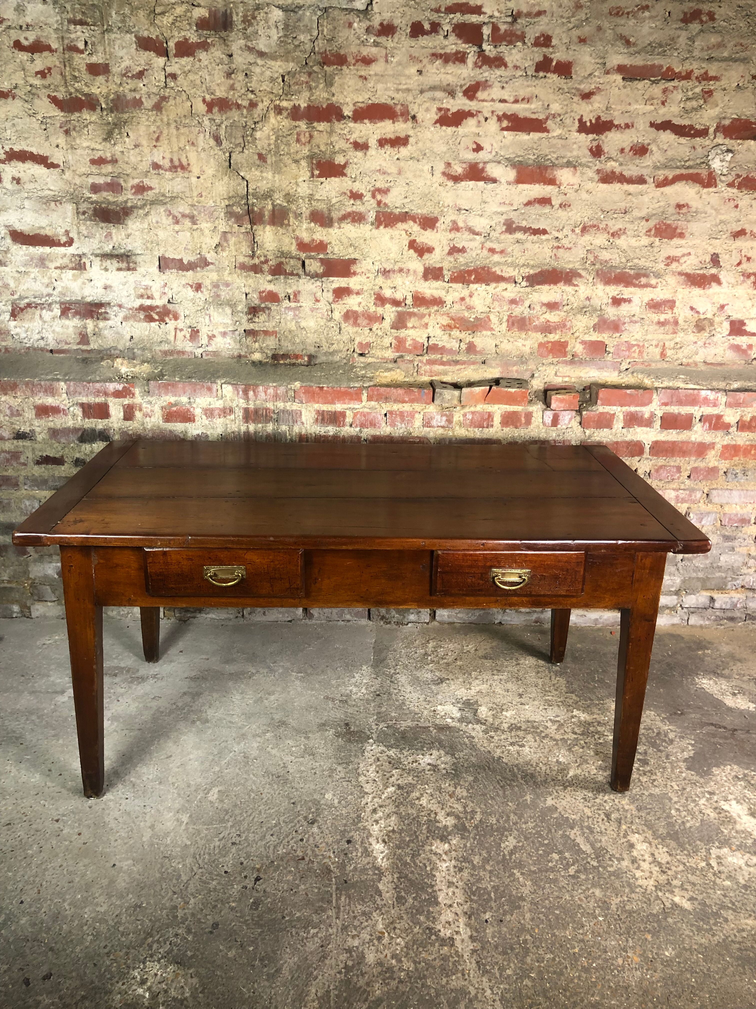 Dark walnut farmhouse table 1900s