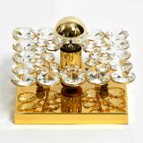 Small 70s Palwa brass ceiling or wall lamp with faceted crystal stones