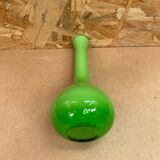 Old Vase Soliflore MURANO Multilayer Glass Green & White Vintage #B092