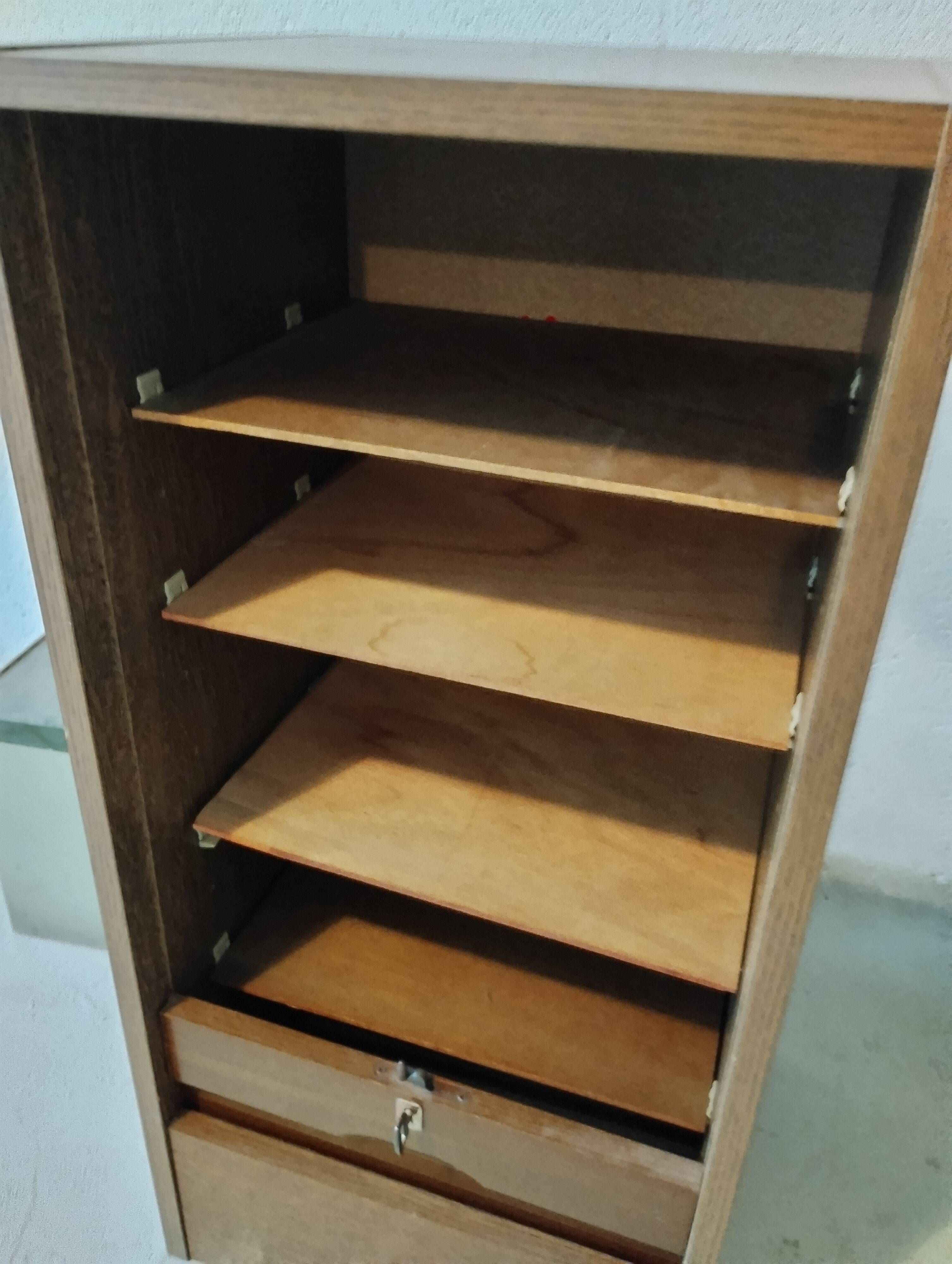 vintage wooden curtain cabinet 4 levels 42x38x88 cm