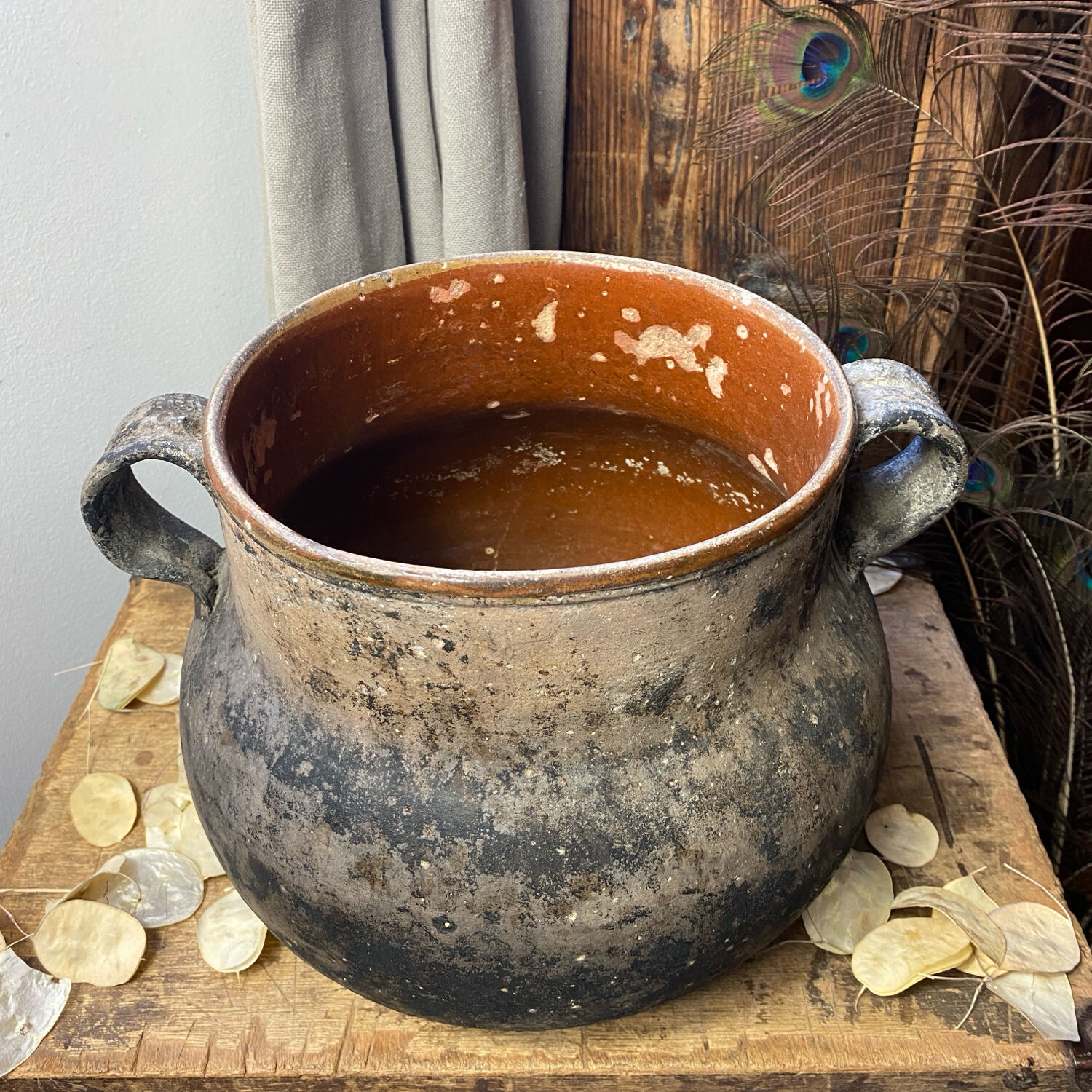 Antique terracotta pot with handles Vallauris