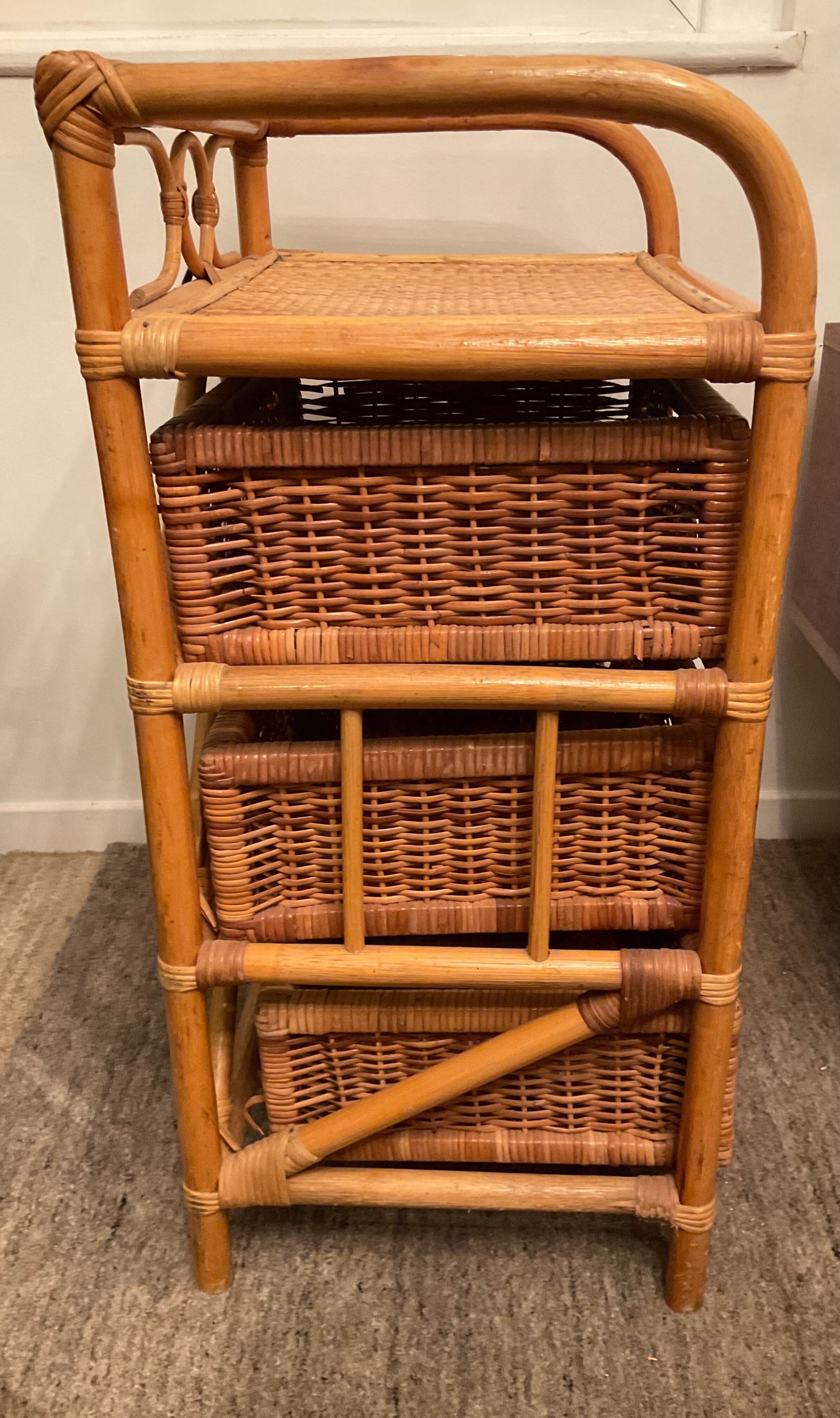 Vintage rattan storage cabinet from the 70s
