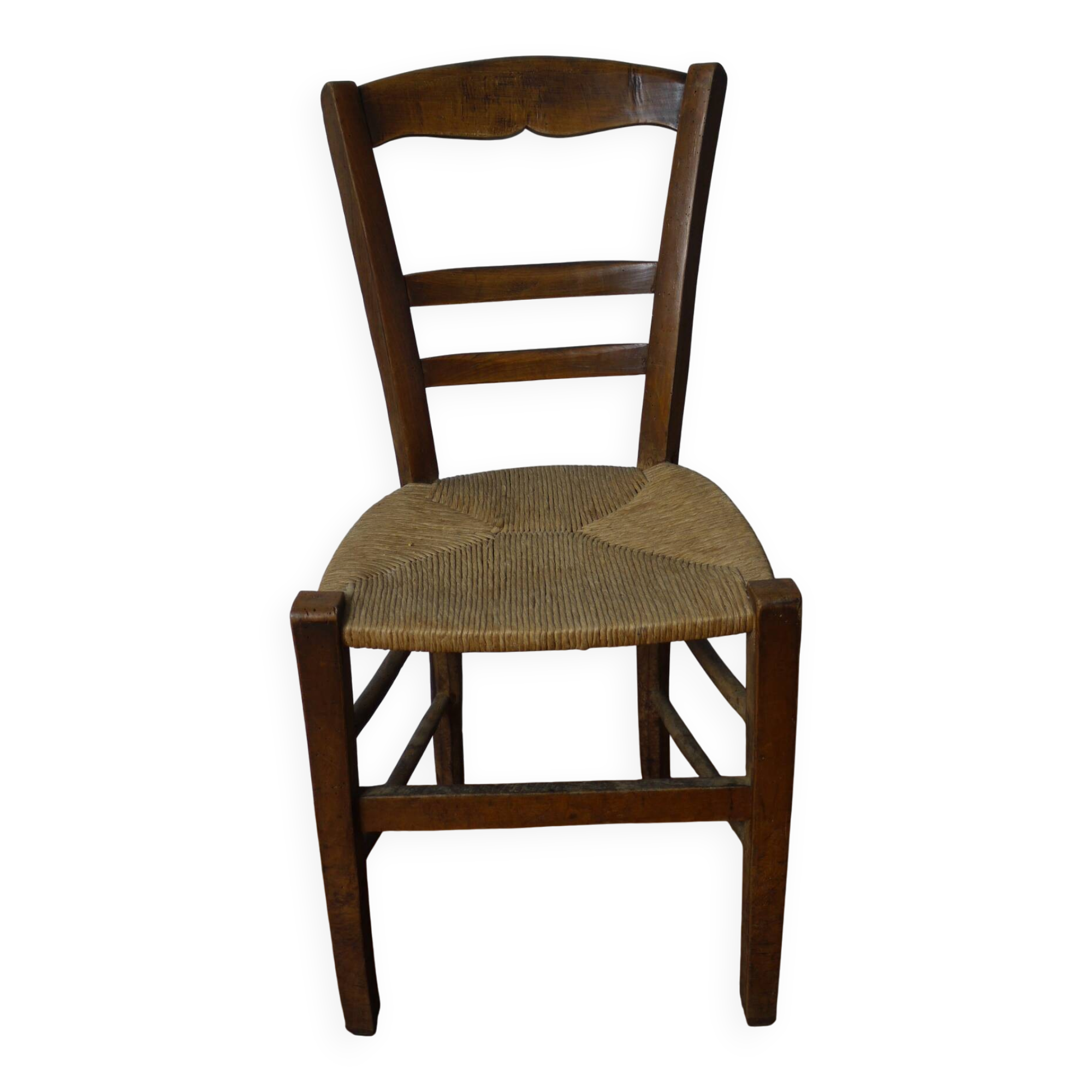Wooden chair with straw seat