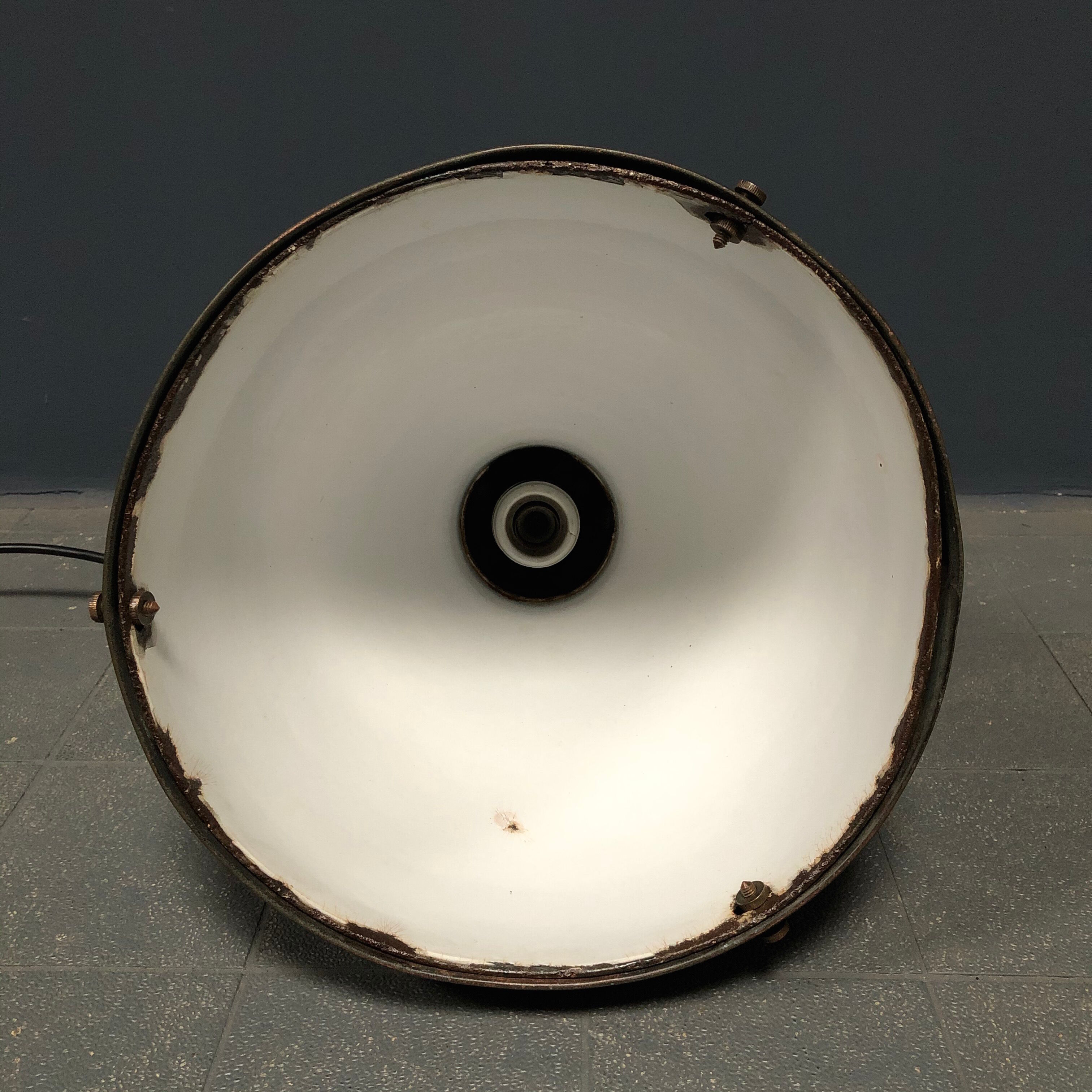 Old copper industrial church pendant light, Dutch 1930