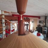 Teak and sisal light/hanging lamp from the 60s/70s