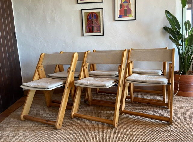 Six pine chairs in the 1970s