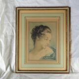 Portrait of a woman after François Boucher - chromolithography of Louis Marin Bonnet - XVIIIth