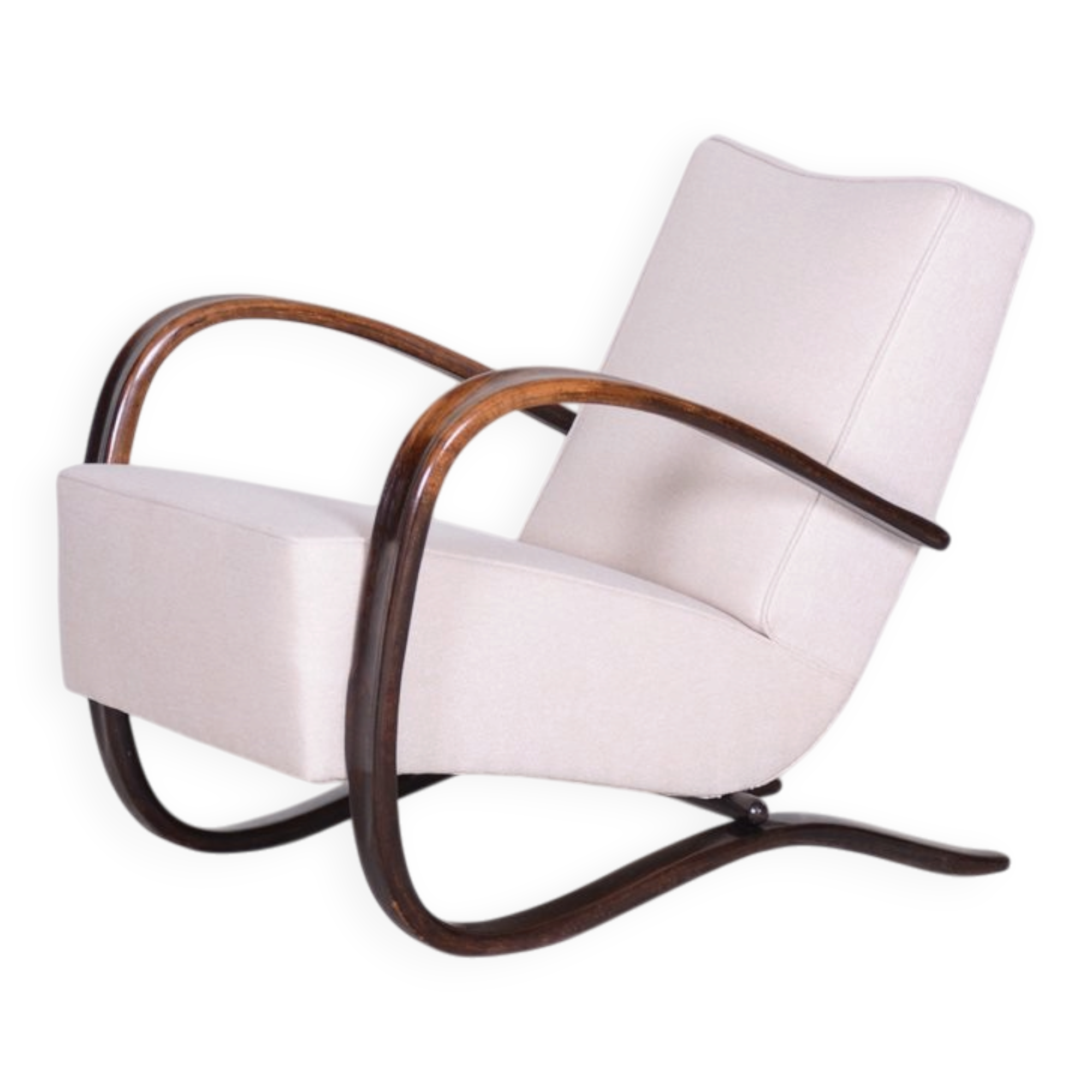 Fauteuil en hêtre Art Déco modèle H-269 attribué à Jindrich Halabala pour Up Zavody, ancienne Tchécoslovaquie, années 1930.