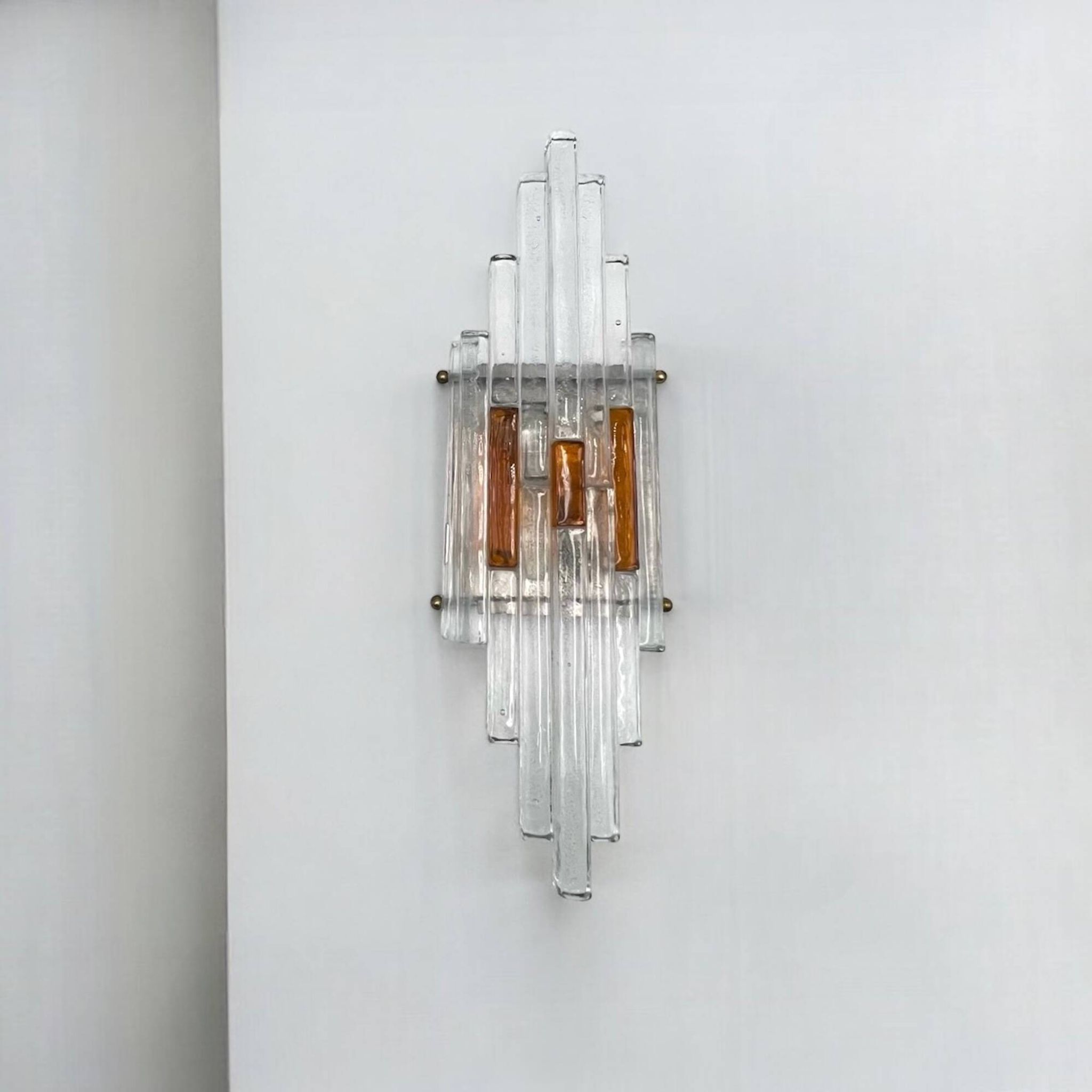 Vintage Handmade Glass 70s Poliarte Sconce ‘Linea’ byAlbano Poli