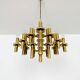 Brutalist Brass Chandelier by Gaetano Sciolari