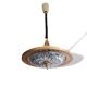 1960s mid century cream metal and crystal pull down large hanging lamp