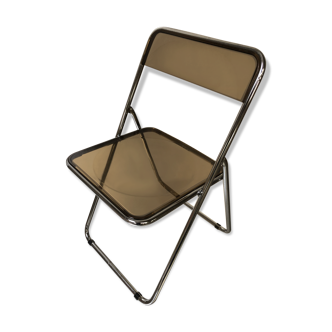 Chaise pliante plexiglas fumé années 70 chrome design vintage