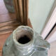 Signed ceramic bottle vase, cherry blossoms, 70s