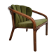 Fauteuil danois, rotin, velours, années 70