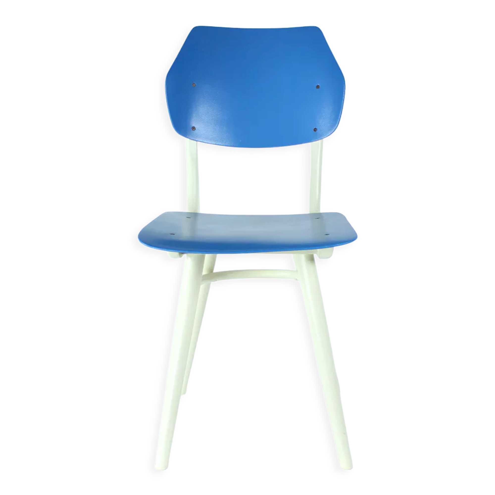 Chair in blue & white by ton, czechoslovakia 1960s