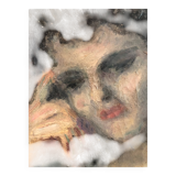 Melancholic female nude, in a sculpted baroque frame