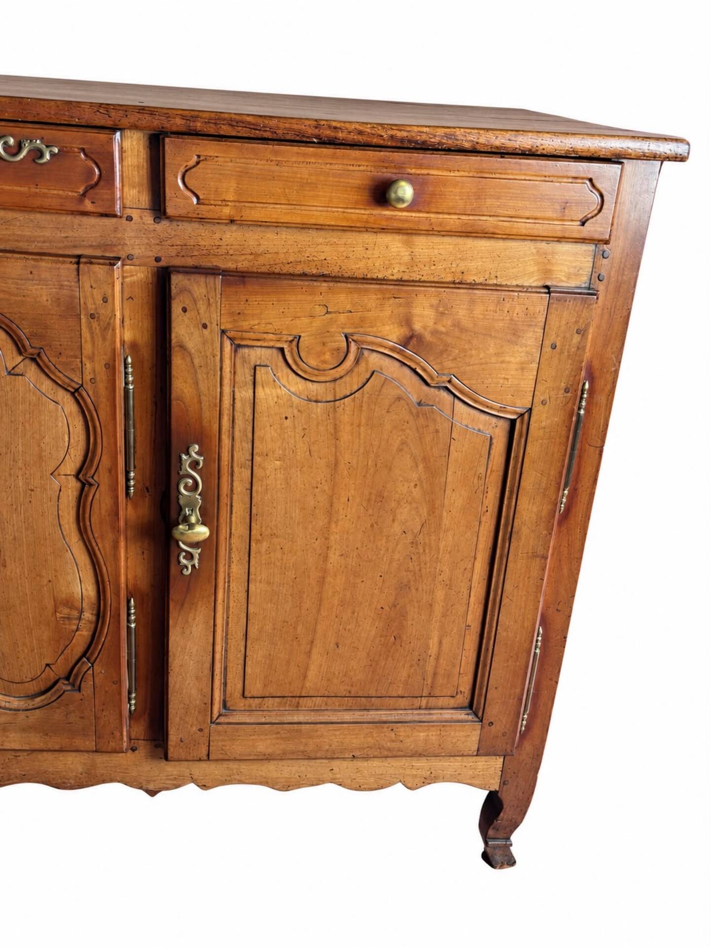 Enfilade of three Louis XV style doors in cherry wood from the 19th century.