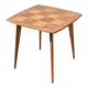 Table d'appoint vintage, plateau damier et pieds compas - Années 50/60