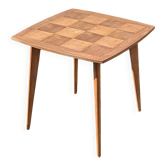 Vintage side table, checkered top and tapered legs - 1950s/60s