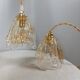 Pair of draped blown glass hanging lamps, ocher twisted wire