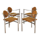 Set of 4 Belgo Chrom steel armchairs with bouclé