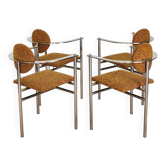Lot de 4 fauteuils en acier Belgo Chrom avec bouclé