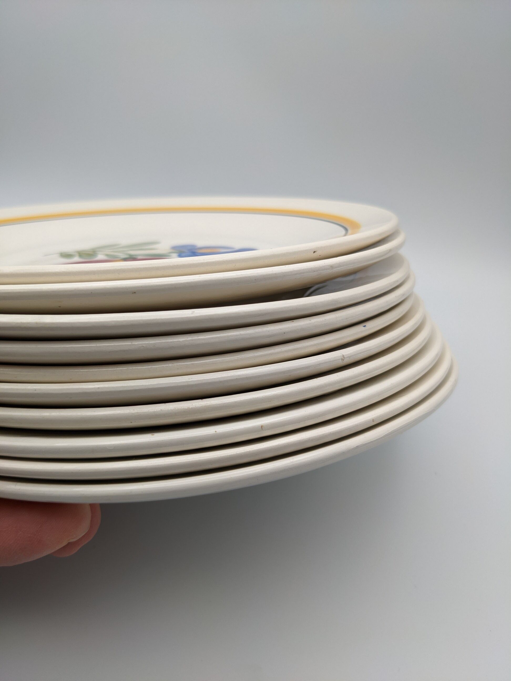 Lot 10 dessert plates digoin sarreguemines model dunkirk floral decoration