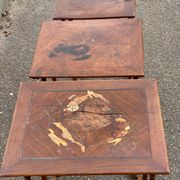 3 nesting tables in Art Nouveau style, made of solid wood and marquetry from the 19th century.